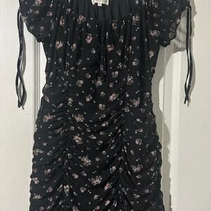 Ultra flirt black floral ruched